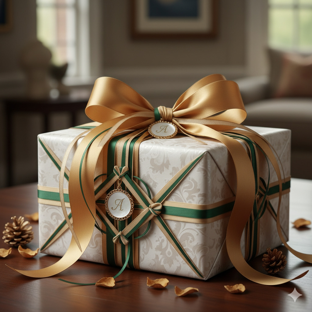 Elegant gift wrapping with ribbons